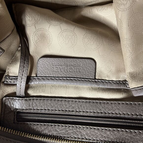 Michael Kors Bedford Large Belted Shoulder Bag Gray Leather Purse Handbag - Picture 9 of 9